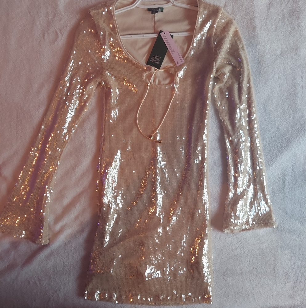 Wild Fable Gold Sequin Tie Front Dress
